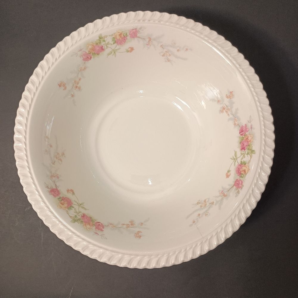 Vintage Serving Bowl Harker  Royal Gadroon Sweetheart Rose 8" Shabby F…
